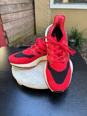 ADIDAS Ultraboost 21 Running Shoes Sneakers Men's 8 Vivid Red/Black Athleticwear